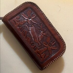 Vintage Mexican Hand Tooled Leather Wallet